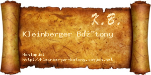 Kleinberger Bátony névjegykártya